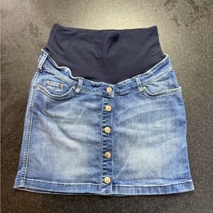 H&M Blue Denim Skirt with Maternity Waistband Size 8